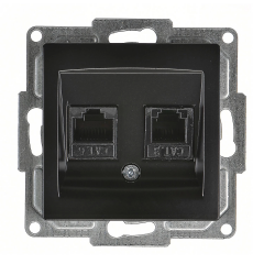 Günsan Valta Metalik Siyah Visage Data + Nümeris Telefon Prizi (RJ45 Cat6 + Cat3)