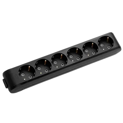 Viko Multi-Let Altılı Grup Priz Topraklı Klemensli Çocuk Korumalı Siyah