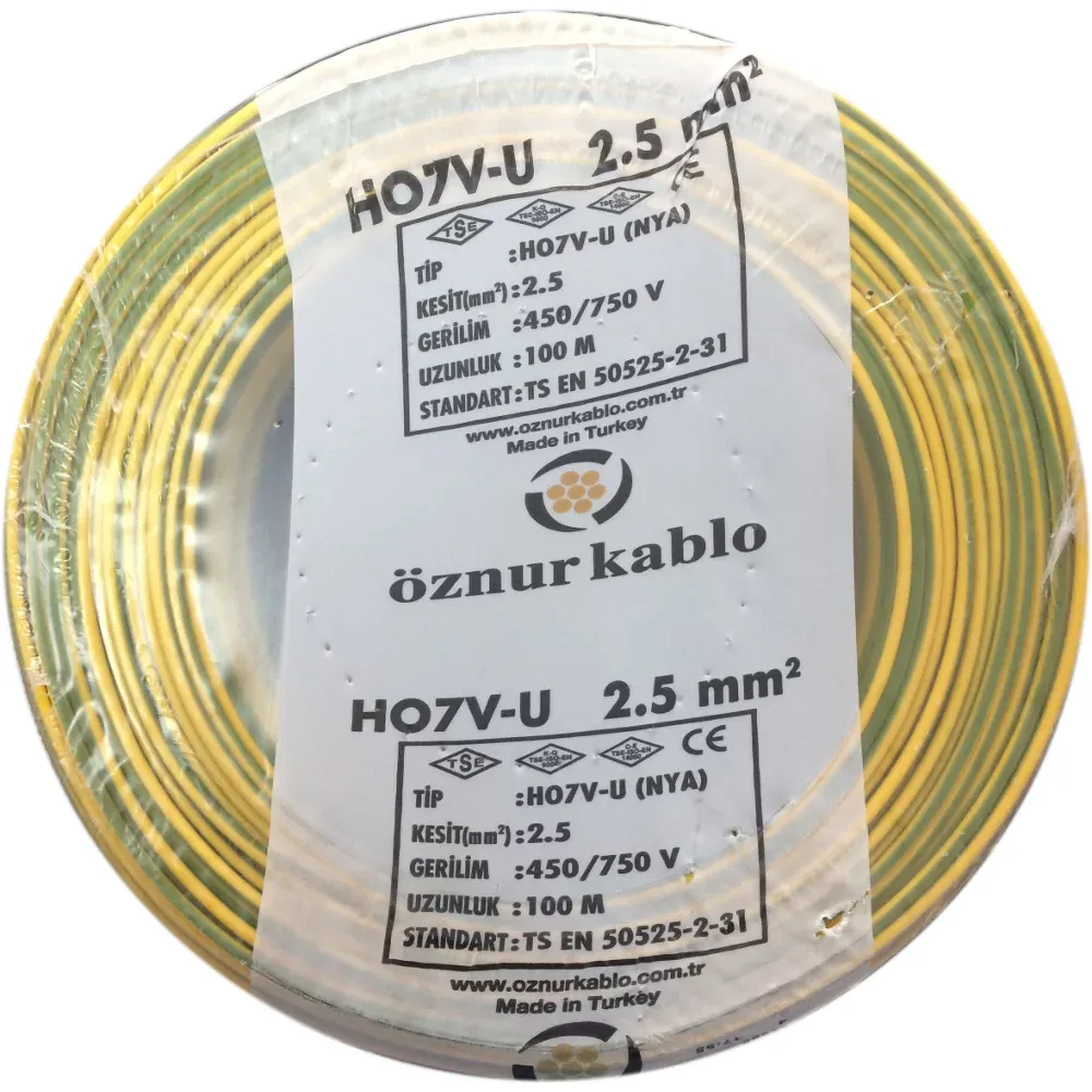 Öznur Kablo 2,5 MM NYA Sarı Renk Tesisat Kablosu