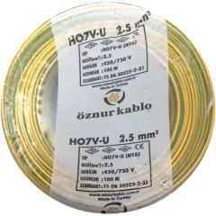 Öznur Kablo 2,5 MM NYA Sarı Renk Tesisat Kablosu