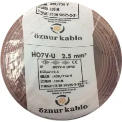 Öznur Kablo 2,5 Mm Nya Kahve Renk Tesisat Kablosu