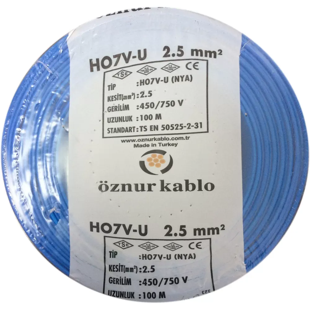 Öznur Kablo 2,5 MM NYA Mavi Renk Tesisat Kablosu