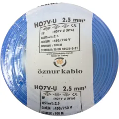 Öznur Kablo 2,5 MM NYA Mavi Renk Tesisat Kablosu