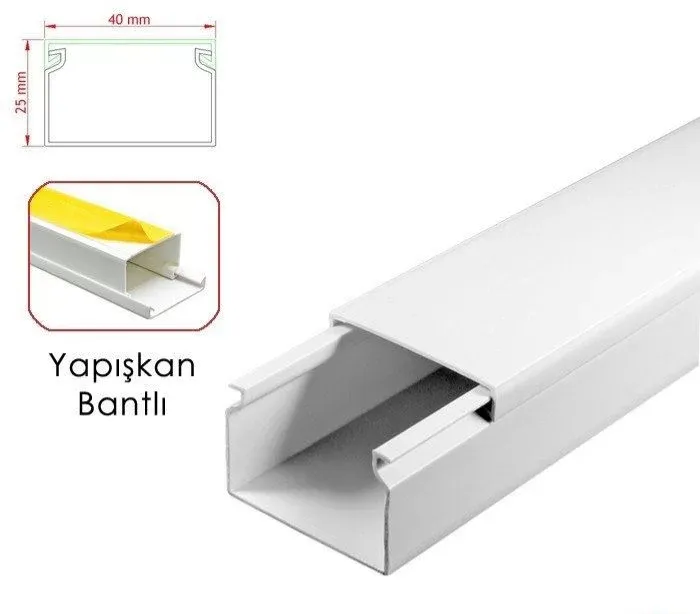 40X25 Yapışkan Bantlı Kablo Kanalı