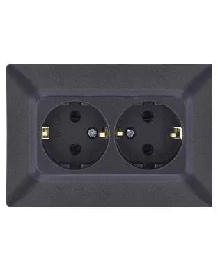 Nead Aras İkili Topraklı Priz Siyah Renk