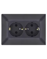 Nead Aras İkili Topraklı Priz Siyah Renk