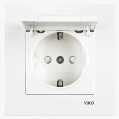 Viko Karre Kapaklı Topraklı Priz Ç.K Çerçevesiz Beyaz