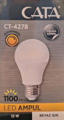 Cata Ct-4278 E27 Duy 12 Watt 6400K Beyaz Işık 1100 lumen Dimlenebilir led Ampul