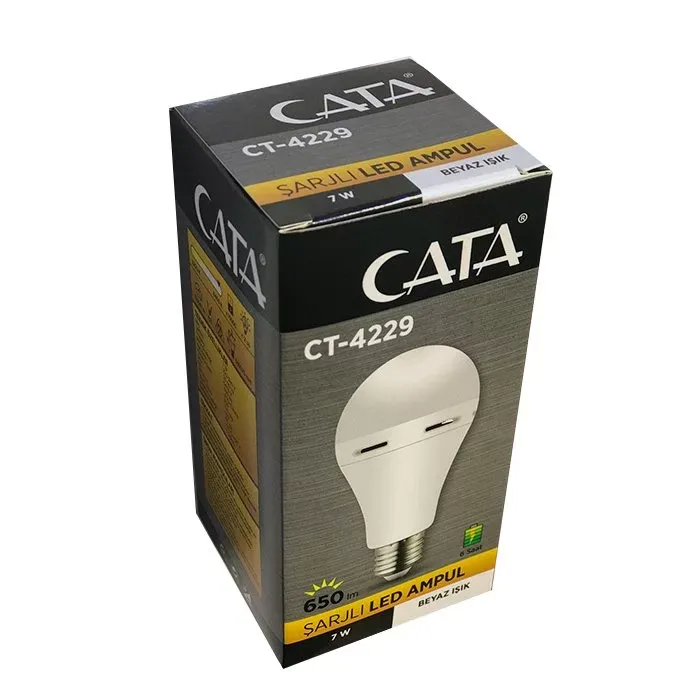Cata 7w şarjlı led ampul (beyaz)ct-4229b