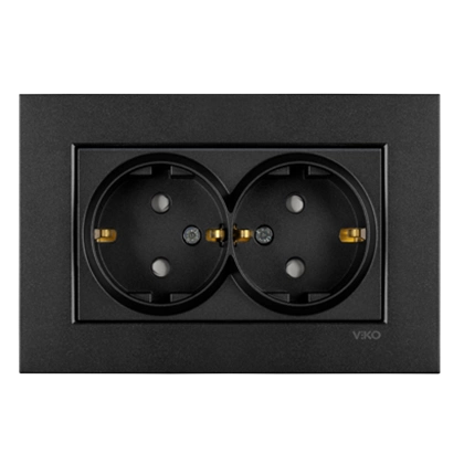 Viko Artlıne Novella İkili Topraklı Priz Ç.K Siyah Renk Çerçeve Hariç