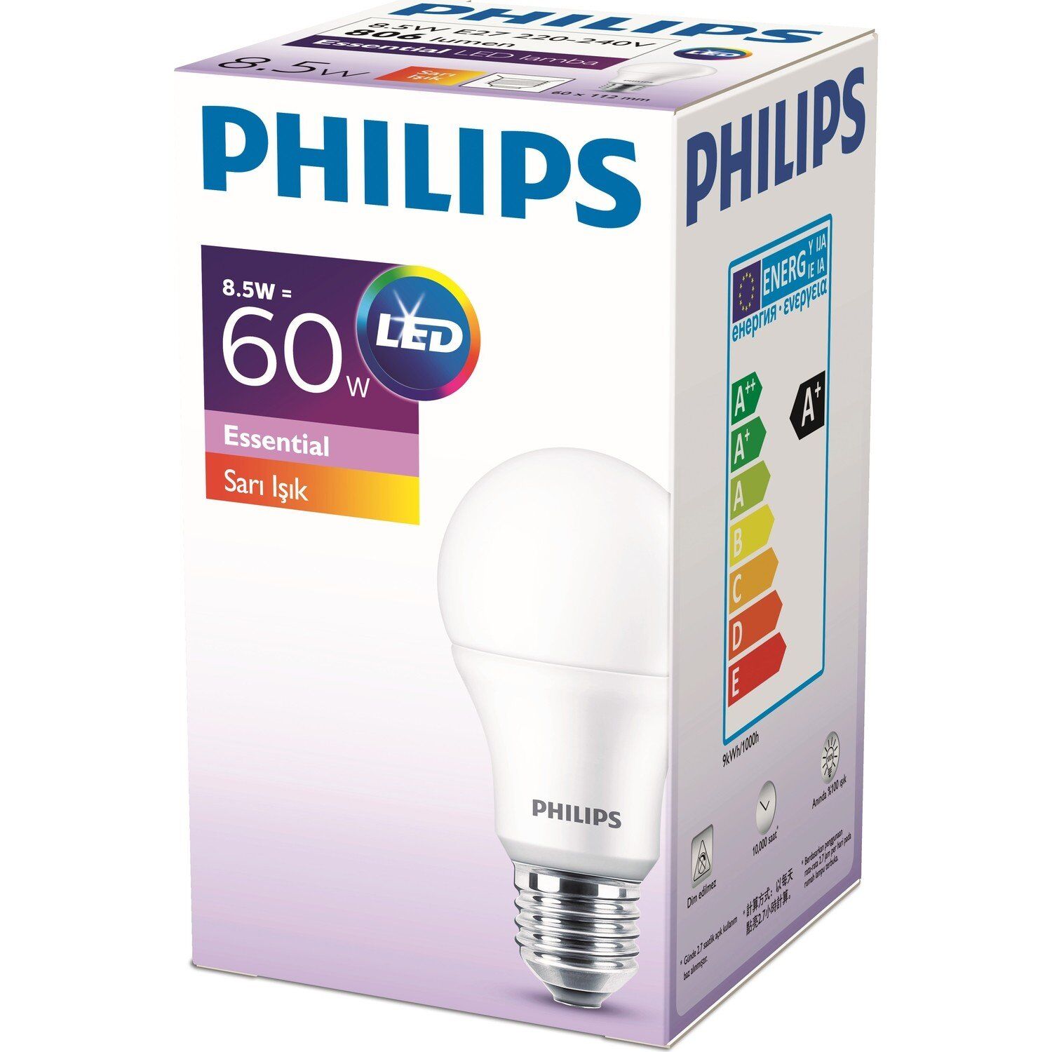 Philips ESS Ledbulb 8,5 watt ampul sarı ışık