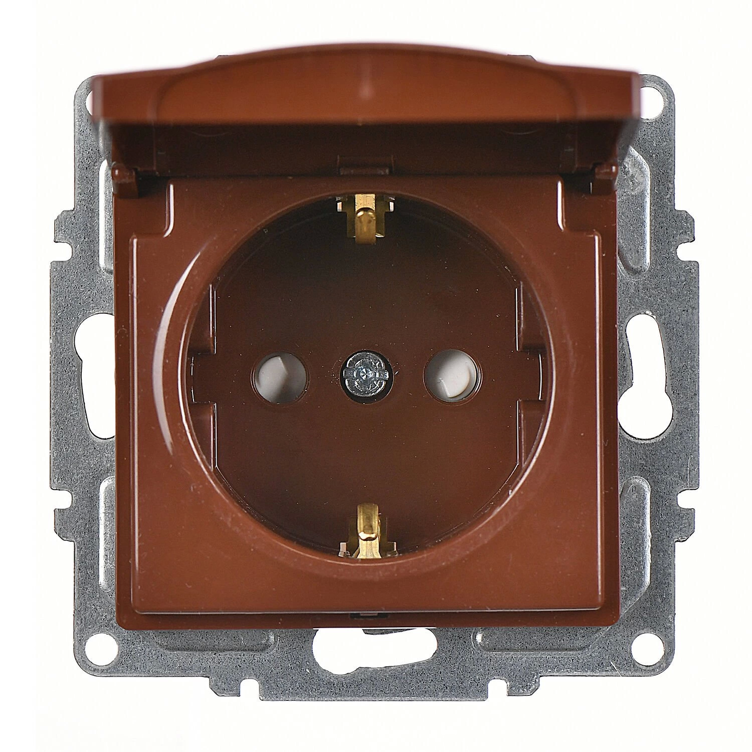 Günsan Visage Ceviz Çocuk Korumalı Kapaklı Topraklı Priz - 16A 250V - Vidalı