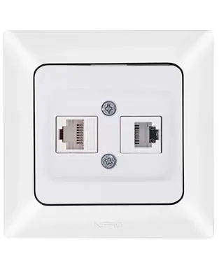 Nead Aras Data + Numeris Priz Cat 5 + Cat 3 Beyaz Renk