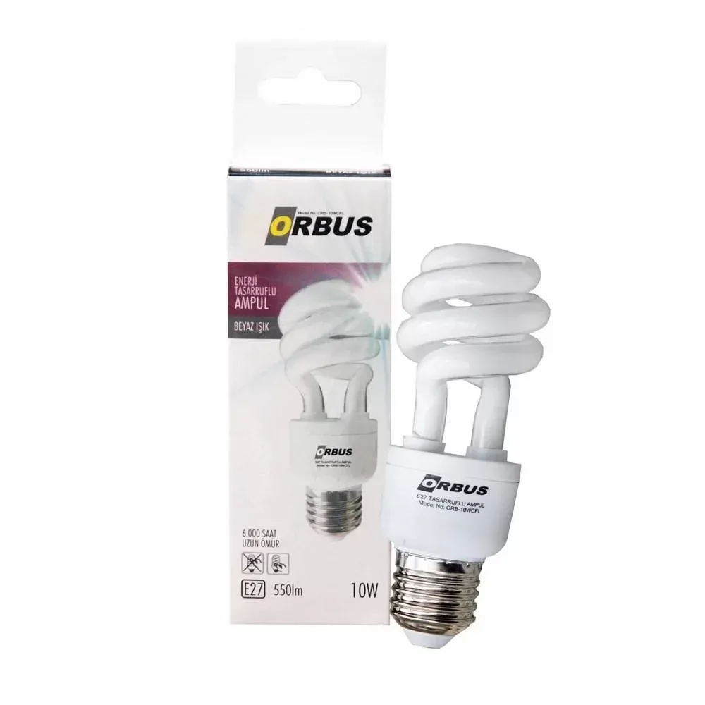 Orbus E27 Duy 10 Watt 6500K Beyaz Işık Tasarruflu Ampul