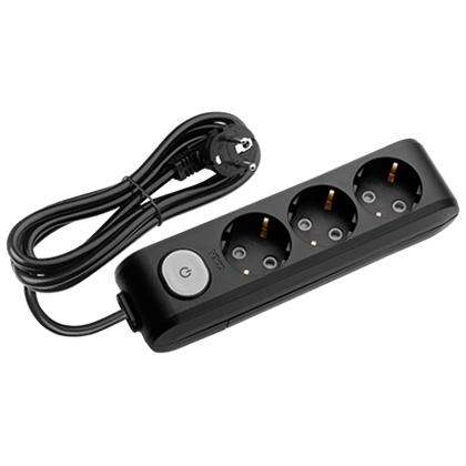 Viko Multi-Let Üçlü Anahtarlı Grup Priz Topraklı Kablolu Klemensli Çocuk Korumalı Siyah Renk - 5 Metre