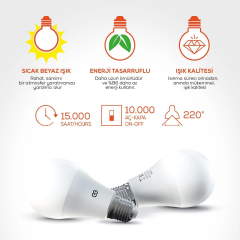 Günsan Valta LED Ampül 220-240V 3000K E27 9W