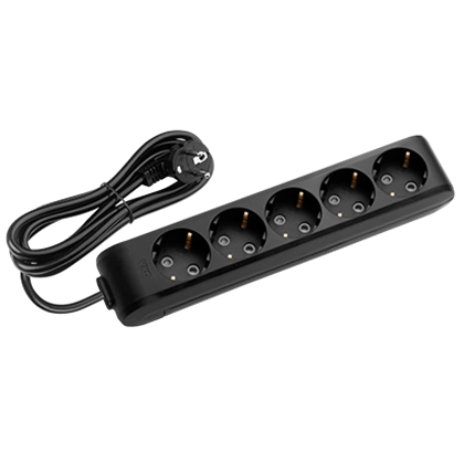 Viko Multi-Let Beşli Grup Priz Topraklı Kablolu Klemensli Çocuk Korumalı Siyah Renk - 5 Metre