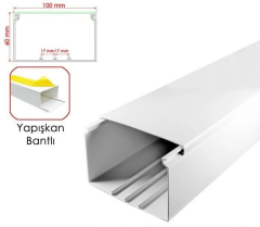 100x60 Yapışkan Bantlı Kablo Kanalı