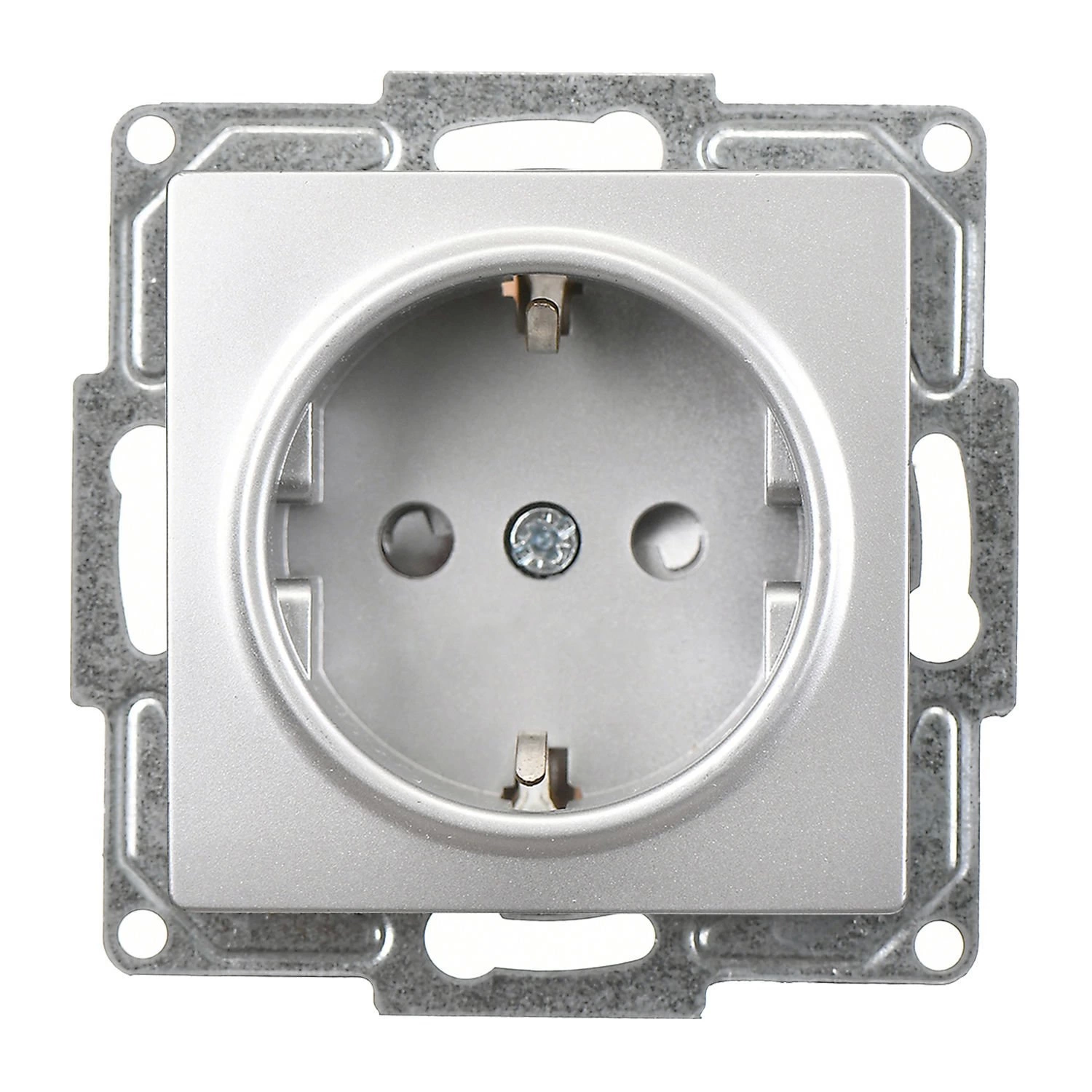 Günsan Visage Gümüş Çocuk Korumalı Topraklı Priz - 16A 250V - Klipsli