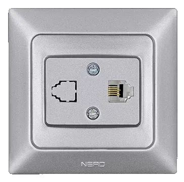 Nead Aras Metalik Gümüş Tekli Numeris Telefon Prizi RJ11