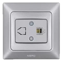 Nead Aras Metalik Gümüş Tekli Numeris Telefon Prizi RJ11