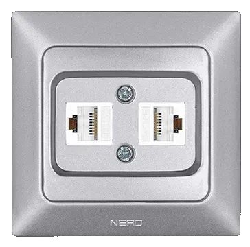 Nead Aras Metalik Gümüş İkili Data Prizi Cat 5 + Cat 5