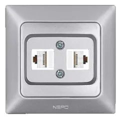 Nead Aras Metalik Gümüş İkili Data Prizi Cat 5 + Cat 5