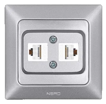 Nead Aras Metalik Gümüş İkili Data Prizi Cat 6 + Cat 6