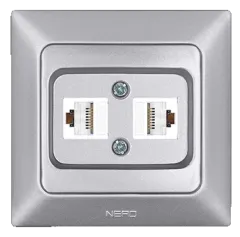 Nead Aras Metalik Gümüş İkili Data Prizi Cat 6 + Cat 6