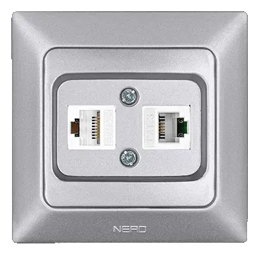 Nead Aras Metalik Gümüş Data + Numeris Priz Cat 5 + Cat 3