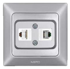 Nead Aras Metalik Gümüş Data + Numeris Priz Cat 5 + Cat 3