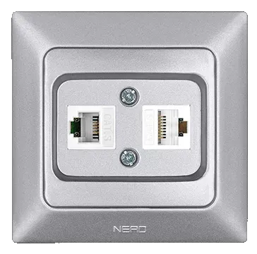 Nead Aras Metalik Gümüş Data + Numeris Priz Cat 6 + Cat 3