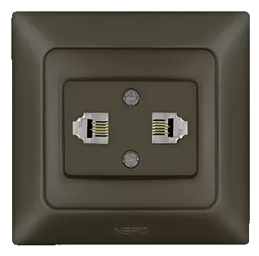 Nead Aras Metalik Mocha İkili Numeris Telefon Prizi RJ11 + RJ11
