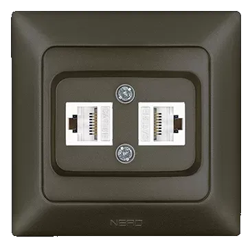 Nead Aras Metalik Mocha İkili Data Prizi Cat 5 + Cat 5