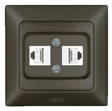 Nead Aras Metalik Mocha İkili Data Prizi Cat 6 + Cat 6