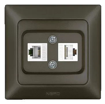 Nead Aras Metalik Mocha Data + Numeris Priz Cat 6 + Cat 3