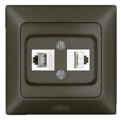 Nead Aras Metalik Mocha Data + Numeris Priz Cat 6 + Cat 3