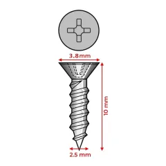 2.5x10mm ağaç vidası - 100 adet