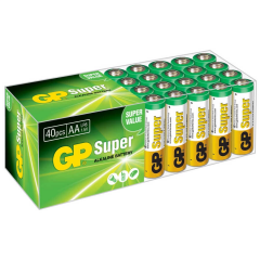 GP Batteries GP15A Süper Alkalin LR6/E91/AA Kalem Pil, 1.5 Volt, 40'lı Paket