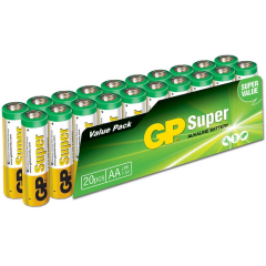 GP Batteries GP15A Süper Alkalin LR6/E91/AA Kalem Pil, 1.5 Volt, 20'li Paket
