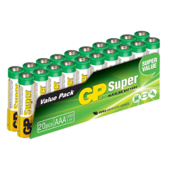 GP Batteries GP24A Süper Alkalin LR03/E92/AAA İnce Kalem Pil, 1.5 Volt, 20'li Paket