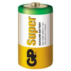 GP Batteries GP13A Süper Alkalin LR20/E95/D Kalın Pil, 1.5 Volt, 2'li Kart