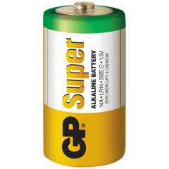 GP Batteries GP14A Süper Alkalin LR14/E93/C Orta Pil, 1.5 Volt, 2'li Kart