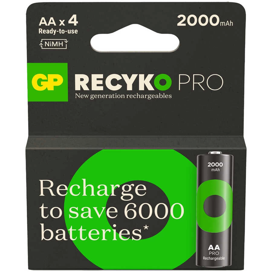 GP Batteries ReCyko Pro AA Kalem Ni-Mh Şarjlı Pil, 1.2 Volt, 4'lü Kart