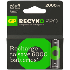 GP Batteries ReCyko Pro AA Kalem Ni-Mh Şarjlı Pil, 1.2 Volt, 4'lü Kart