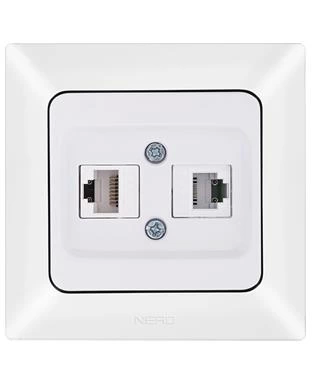 Data + Numeris Priz Cat 6 + Cat 3 Beyaz Renk