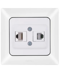 Data + Numeris Priz Cat 6 + Cat 3 Beyaz Renk