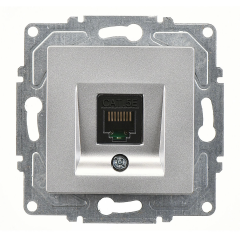 Günsan Eqona Gümüş Vidalı Tekli Data Prizi (RJ45 Cat5E)