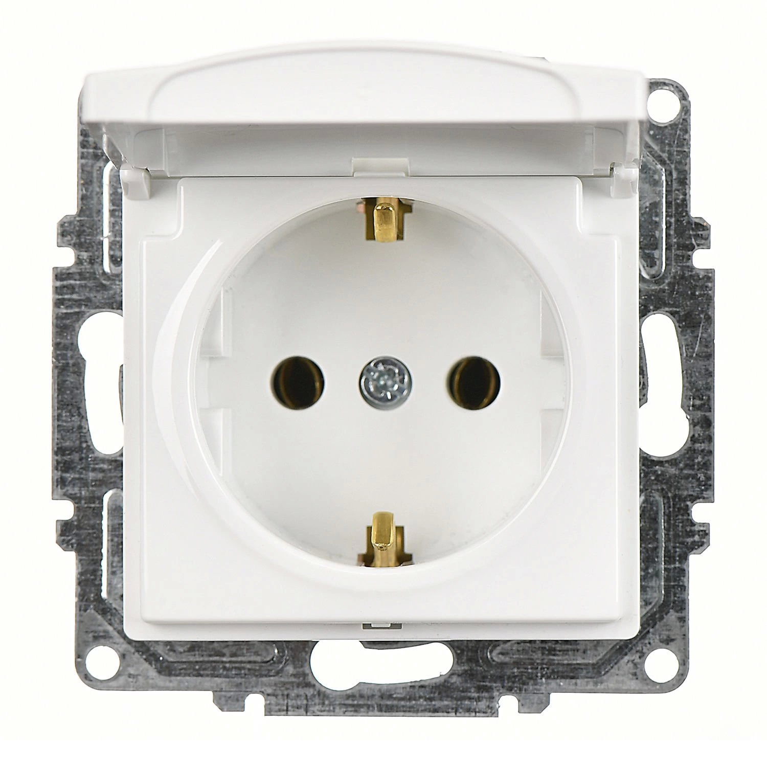 Günsan Visage Beyaz Kapaklı Topraklı Priz- 16A 250V - Vidalı