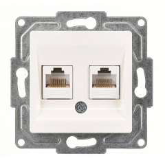 Günsan Eqona Fildişi Beyazı Vidalı İkili Data Prizi (2 x RJ45 Cat5E)